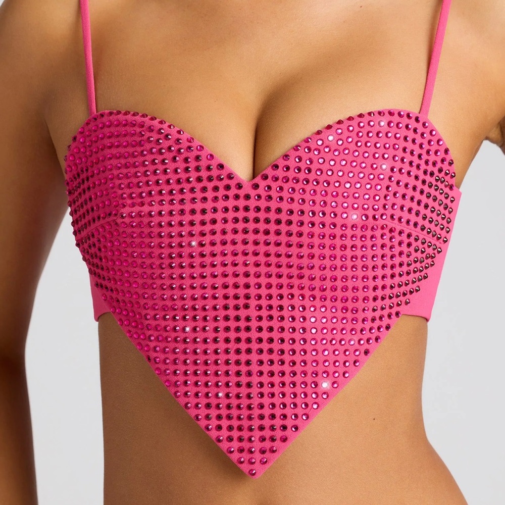Pink Studded Heart Crop Top